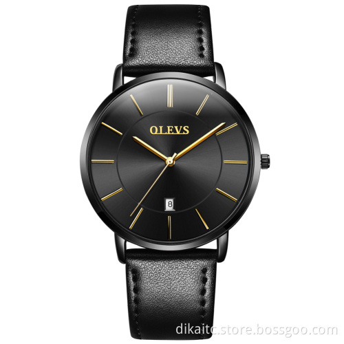 2021 Cheap OLEVS Men Quartz Luxury Minimalist Watches Week And Date Chronograph Sports Watch Leather Strap Men's Watch For Men